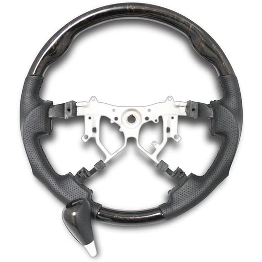 TRISTAR'S [Hiace Regius Ace 200 Series 4 Type 5 Type 6 7 Type] Gun Grip Steering Handle Shift Knob Set (Dark Prime, Black Wood Grain Mahogany)