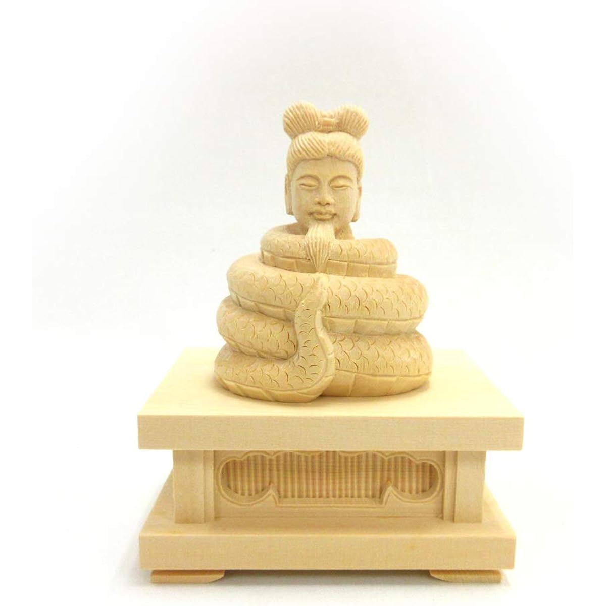 Kurita's special Buddha statue [Various Tenjin] Ugajin Old man statue with square pedestal (total height 13cm, width 10cm, depth 8cm) High quality wood carving made of cypress wood 14719