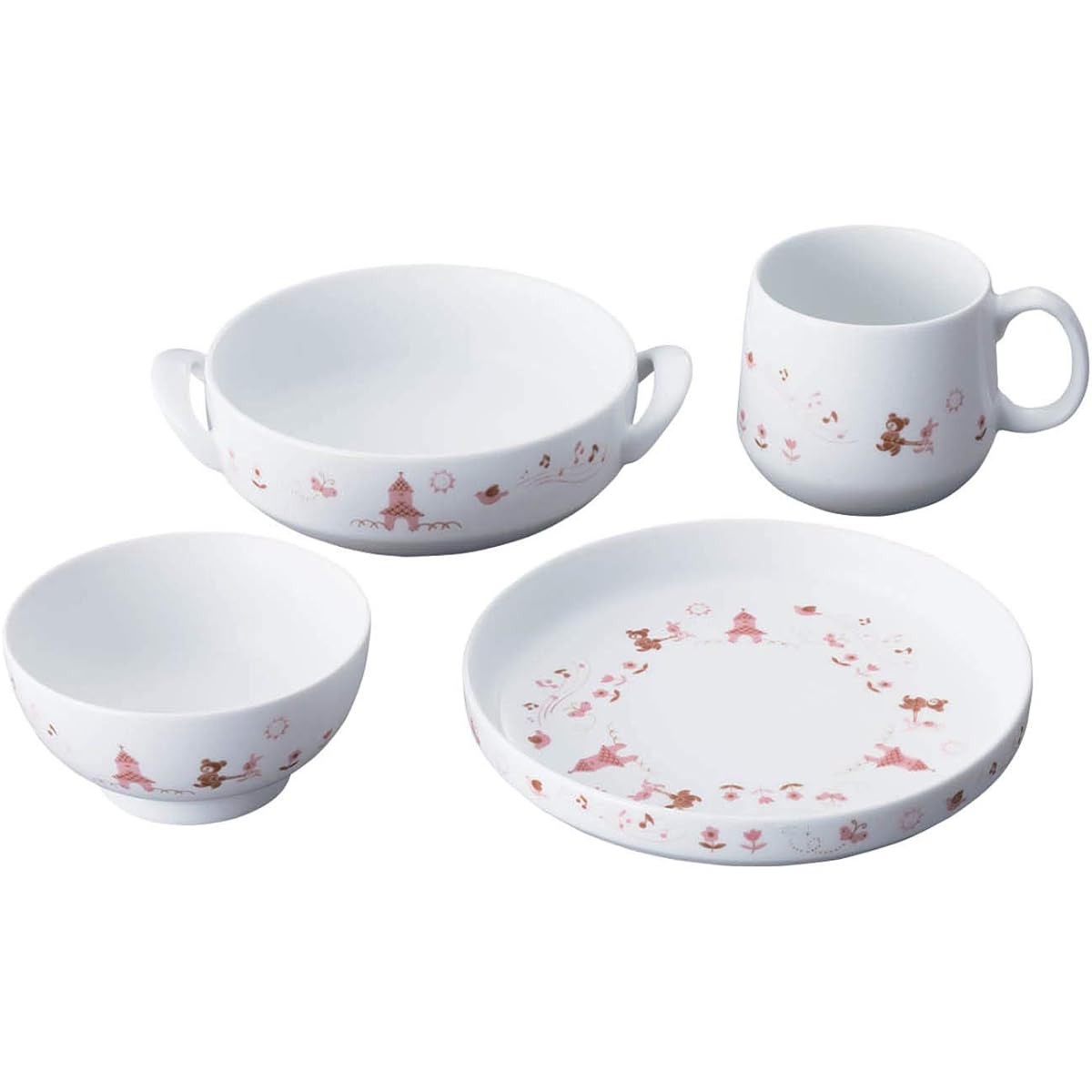 Noritake Plate & Hand Bowl & Rice Bowl & Mug Set Plate: 16cm 300cc Bowl: 16cm 370cc Rice Bowl: 230cc Mug: 245cc Light Step Microwave Safe Dishwasher Safe 4 Pieces Pink Fine Porcelain (Reinforced Porcelain) Y4817/5002-1