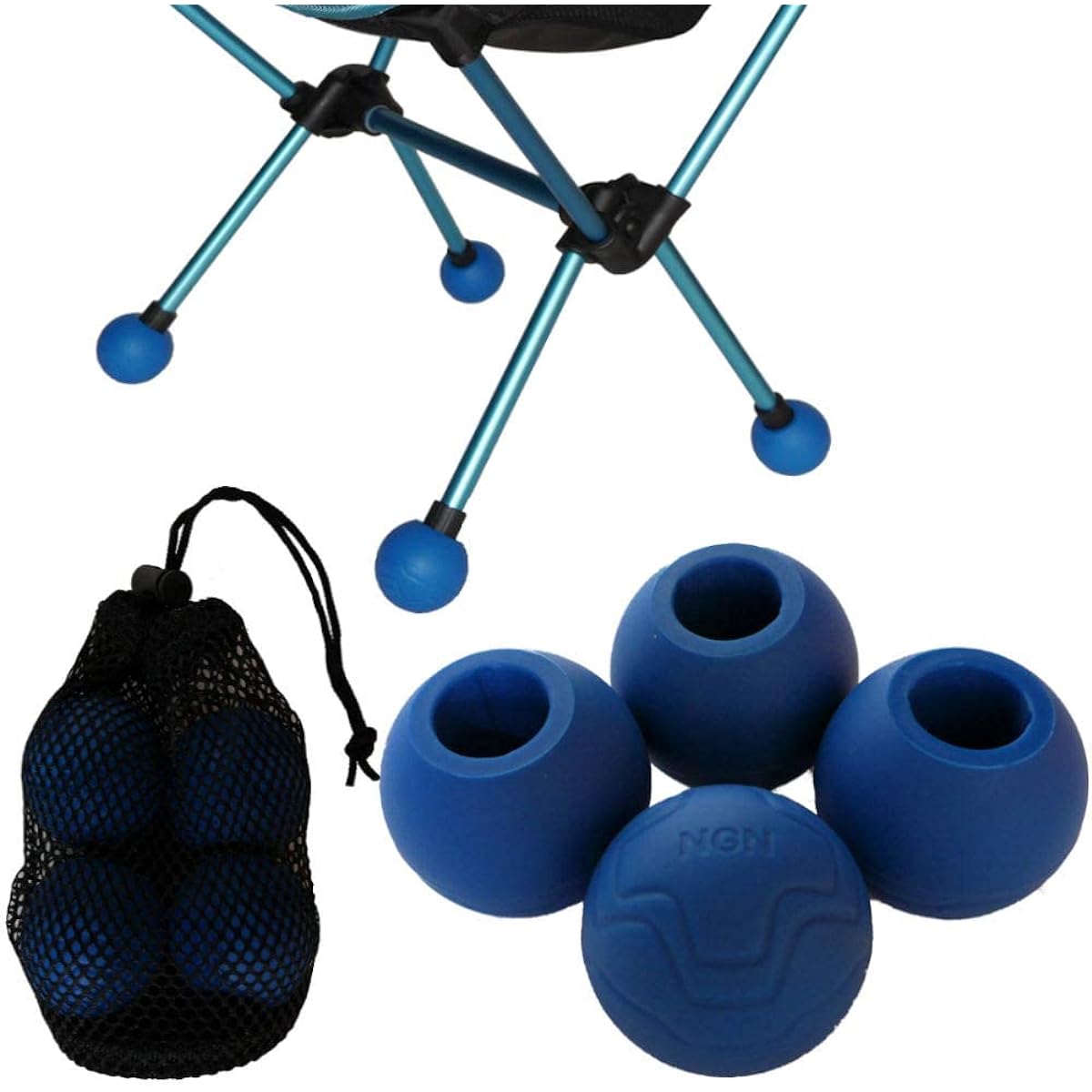 Nagano Outdoor Style Chair Leg Cover Set of 4 with Storage Bag Compatible with Helinox Chair One, Chair, Chair Two, Tactical Chair, Ball Feet, etc. (Blue)