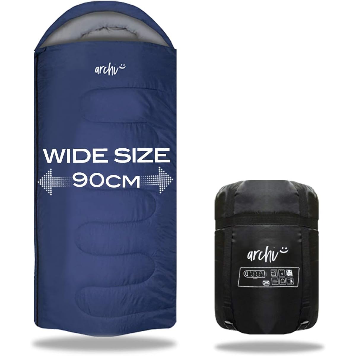 [archi] Wide size sleeping bag, sleeping bag, envelope type, antibacterial specification, sleeping in the car, disaster prevention, minimum operating temperature -15℃