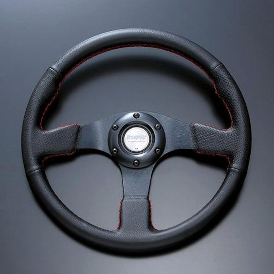 fortune FLAT-R PVC leather steering wheel 33φ red stitch