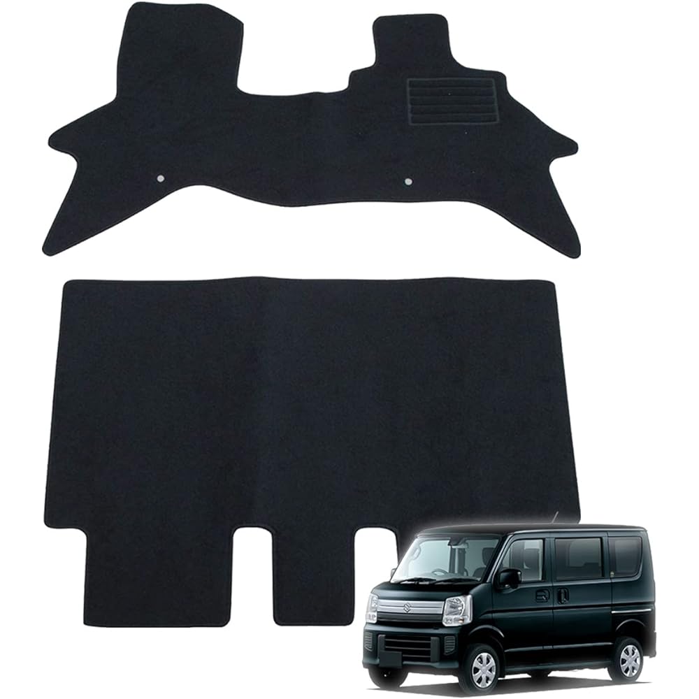 Fenice Car Mat Floor Mat Domestic Production (Suzuki Every Wagon) (Mazda Scrum Wagon) (Nissan NV100 Clipper Rio) (Mitsubishi Town Box) DA17 Series Non-Slip Shape Resistant to Slip Car Mat Black (Car Parts Specialty Store)