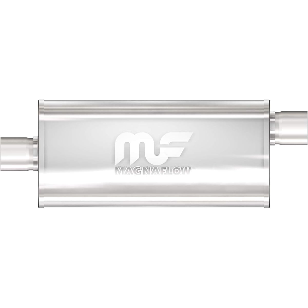 MAGNAFLOW 5 inch x 8 inch elliptical center/offset Performance muffler exhaust 12256 -straight through, 2.5 inch inlet/2.5 -inch outlet diameter, 24 inch overall length, satin finish -classic deep exhaust sound