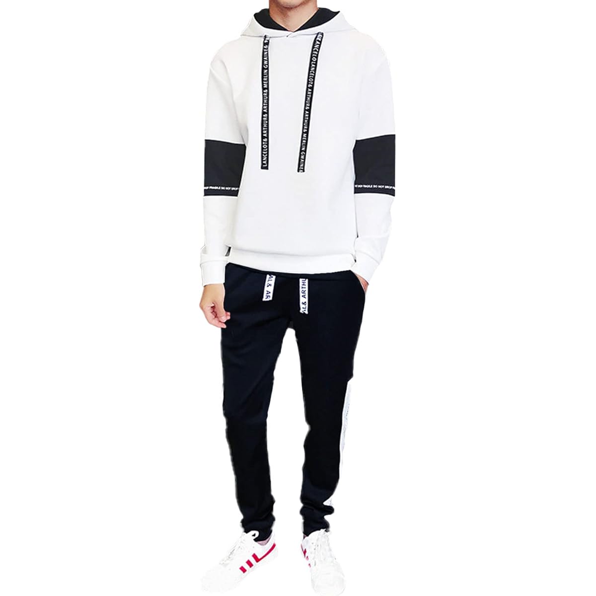 [SUN KAKU] Sweatshirt Jersey Top and Bottom Set Spring Setup Hoodie Jersey Slim Jersey Room Wear Long Sleeve Long Pants Slim Monotone Men's