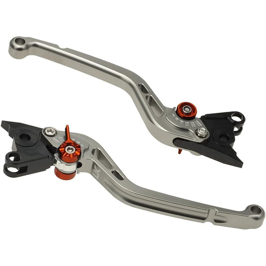 U-KANAYA Aluminum billet lever left and right set TYPE-S Lever: Titanium/Adjuster: Orange Honda [CB650F] [CBR650F] [CB650R] [CBR650R]