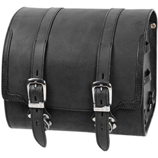 DEGNER Drum-shaped leather saddle bag LEATHER SADDLEBAG Can also be attached to sissy bar SB-104 (Black)