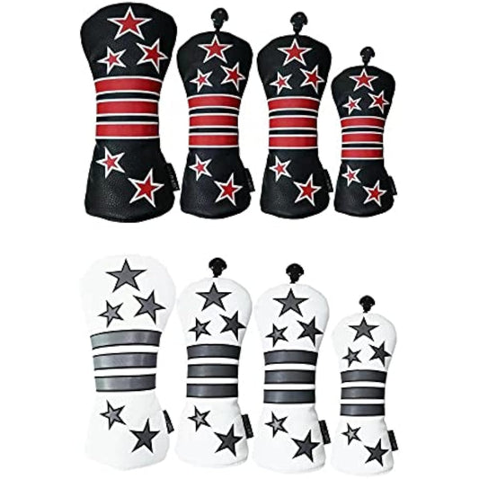 Golf Head Cover Driver Cover 2 Wood Covers Utility UT Cover 4 Piece Set with Conversion Doug Hoshi Line
