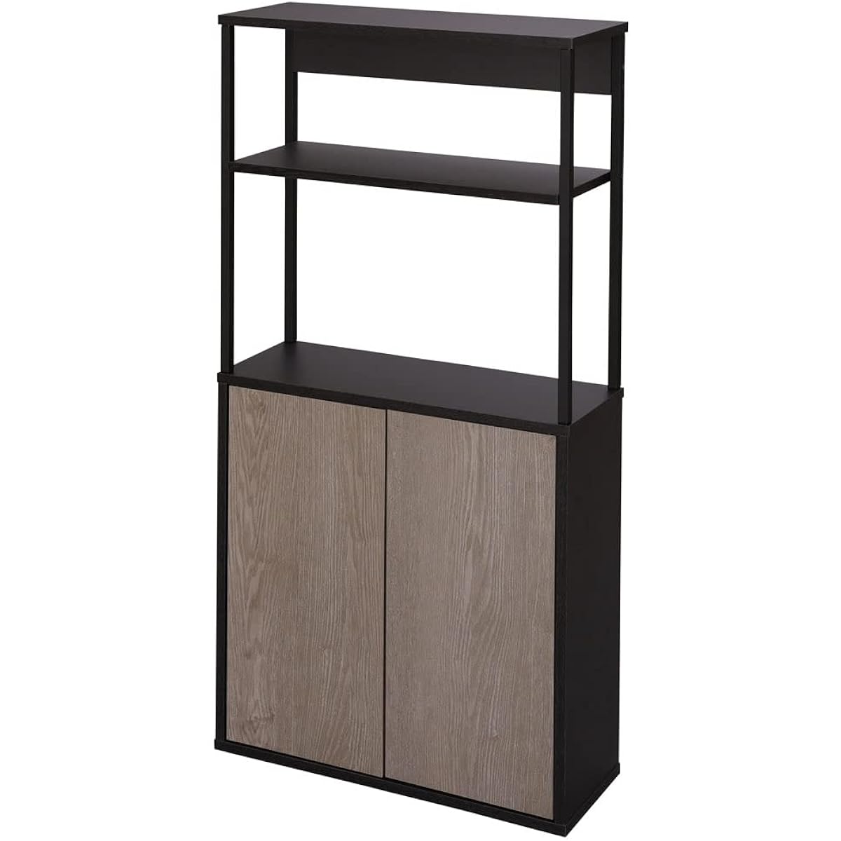 Iris Ohyama Iron Wood Shelf, Stylish Design, Large Capacity Storage, Kitchen Cabinet, Cupboard, Width approx. 59 x Depth approx. 21.6 x Height approx. 120.4 IWKC-590 Black/Ash Gray