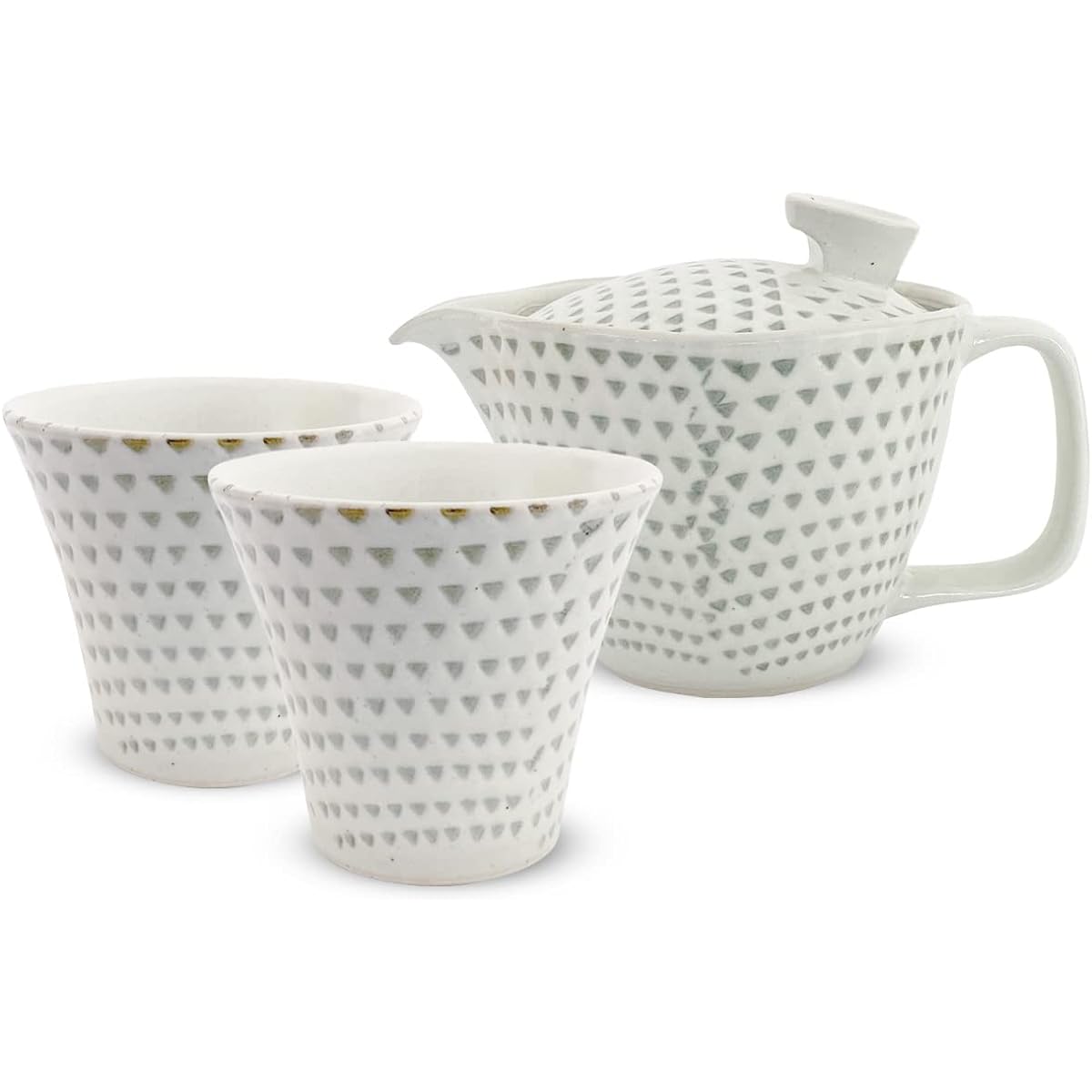 J-kitchens Isaozan Kiln Teapot Set, Hasamiyaki, Made in Japan (Teapot, Pair of Tea Cups, Tea Utensil Set), 240ml, 140ml, For 1 ~ 2 People, Includes Tea Strainer, Powdered Plane, Green