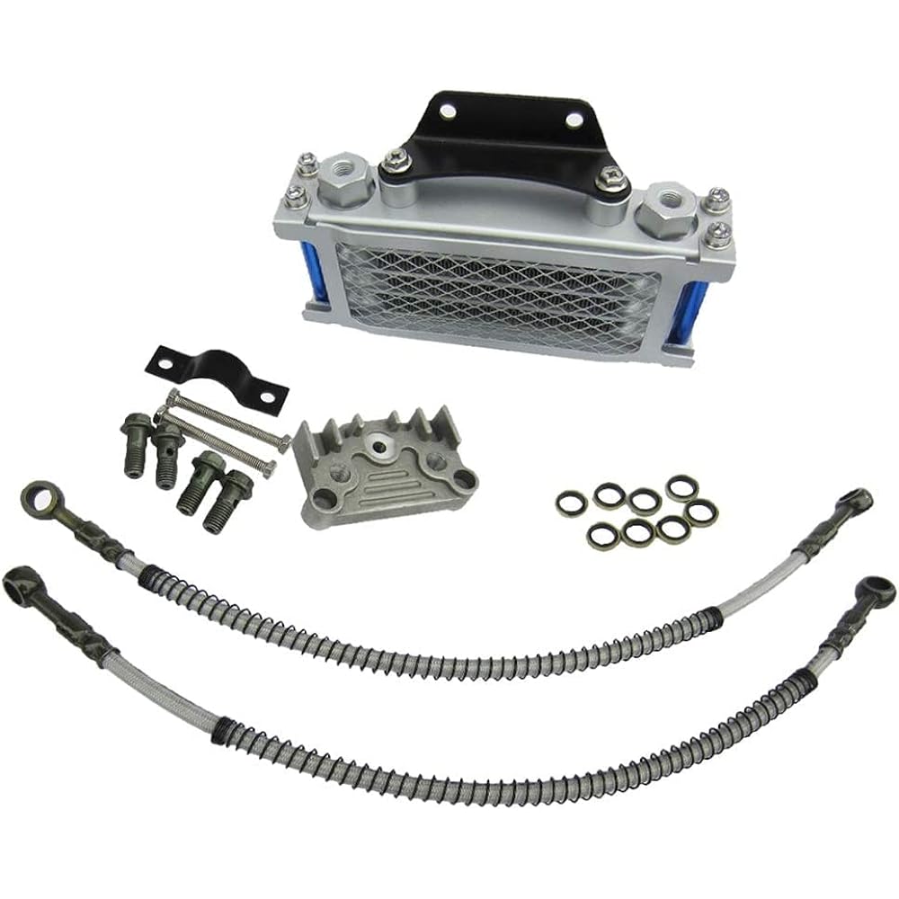 FKS General Purpose Aluminum Oil Cooler Kit Oil Cooler Engine Oil Cooling Radiator Honda Monkey Gorilla 125cc 140cc
