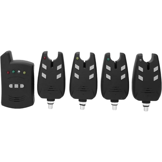 Zer one Fishing Alarm Set of 4 Fishing Bite Alarm Bite Alarm Easy to Install Compact Receiver Indicator Sound LED Light Alert Night Fishing