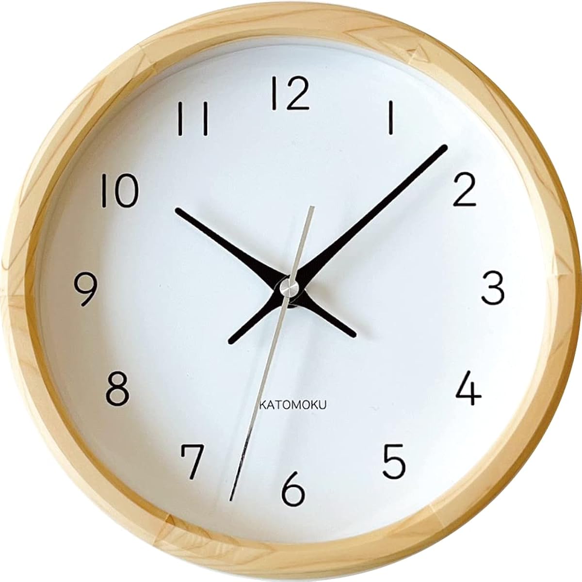 KATOMOKU Muku Clock 13 Hinoki Radio Clock Continuous Second Hand km-130HI φ220mm (Radio Clock)