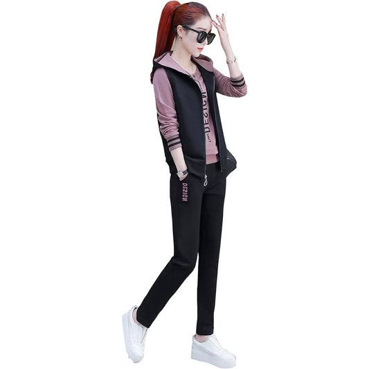 [Byuuu] Women's Setup, Large Size, Winter Parka, Jersey, Sports, Exercise, Jersey Top and Bottom Set, Sweatshirt, Long Sleeve, 3-Piece Set
