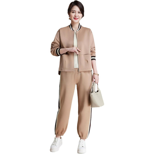 [Froyland] Women's Sweatshirt, Top and Bottom Set, Jersey Setup, Sweatshirt, Sportswear, Roomwear, Senior, Activewear, Casual, Loose, Large Size