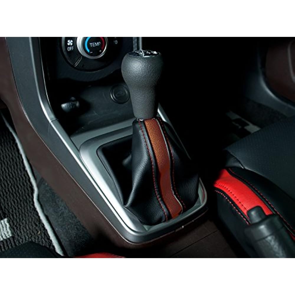 VENUS G'BASE Design Shift Boots for Daihatsu Copen LA400K 5MT Black Leather x Brown Line GSB-006