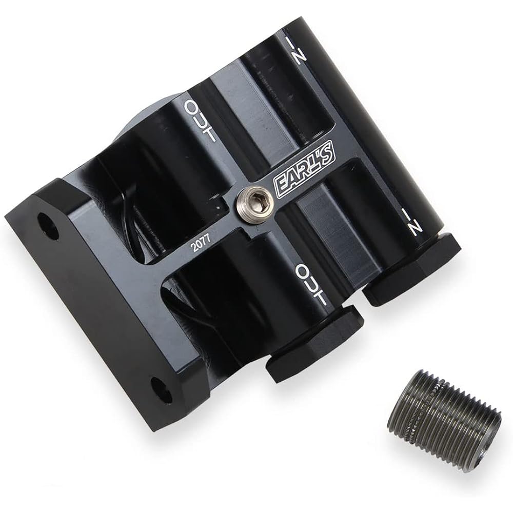 Earl's Performance 2077ERL Remote Filter Mount Black Alumite -10an O Ring Port Remote Filter Mount