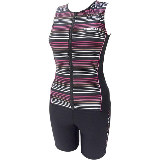 [AQUAFAIRY] Swimsuit, Women's, Fitness, Separate, Body Covering, Sleeveless, Zipper, Large Size, Women's Top and Bottom Set