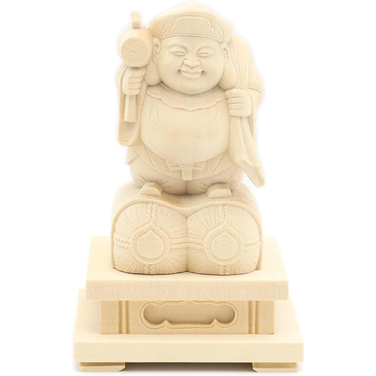 Kurita's special Buddha statue [Various Tenjin] Cypress wood Daikokuten standing statue (total height approx. 14cm, width 8.5cm, depth 7cm) Tawara square pedestal 13670