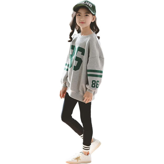 [Rolanko] Children's Clothing, Girls' Setup, Sweatshirt, Kids, Top and Bottom Set, Jersey, Girls' Sportswear, Korean Style, Stylish, 130-160cm