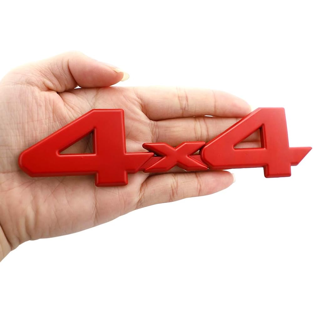 UPAUTO 4 X 4 Emblem Badge 3D Metal Name Plate Sticker for Tandralia Tail Gate 2005-2018 Truck/SUV/Pickup Red UP-QPYM4X4