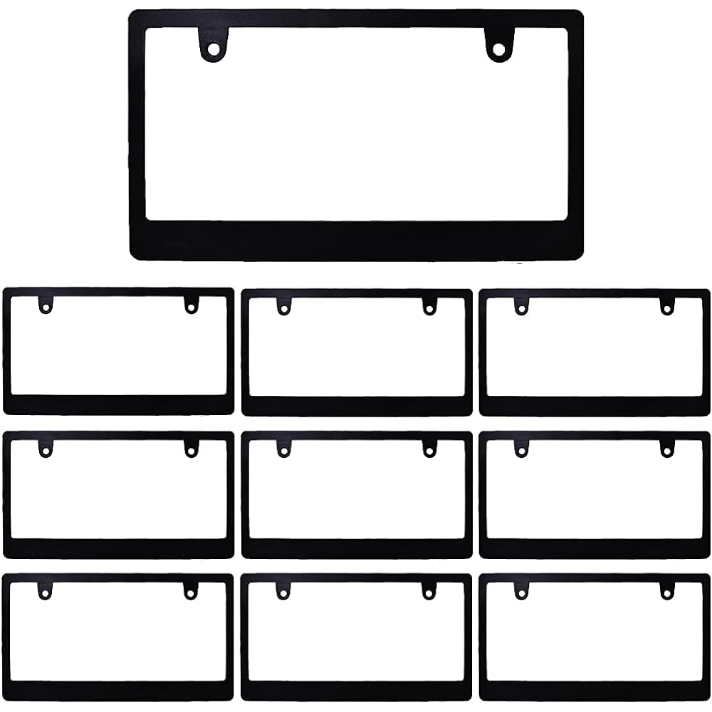 [Compatible with new regulations and vehicle inspections] Number frame, black, white, navy, plain, matte, black, white, navy, original DIY production, for pasting stickers and emblems (black set of 10)