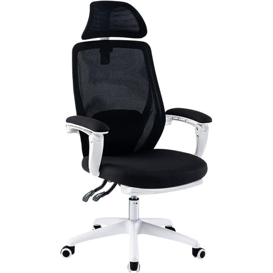 Iris Plaza Recliner Mesh Anti-Fatigue Chair Telework Home Footrest Headrest White MRC-6411