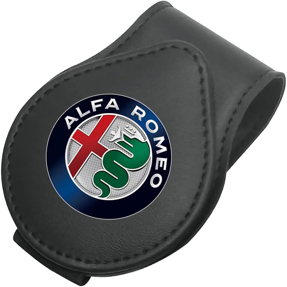 HAPIZWLU Sunglasses Holder Leather Glasses Frame Glasses Hanger Card Clip For Sun Visor Accessories ALFA ROMEO compatible