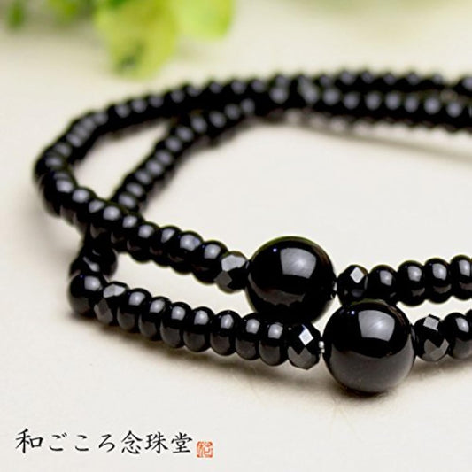 Wakokoro Najudo 108 Bead Prayer Bracelet Black Onyx [Large] Bracelet Prayer Bead [Rubber Replacement Service Ticket Included]