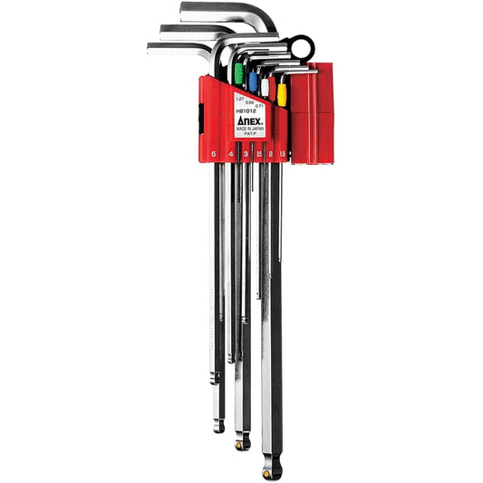 ANEX Wrench Ball Point with Mag Catch Holder Set of 12 (0.71/0.89/1.27/1.5/2/2.5/3/4/5/6/8/10mm) HB1012