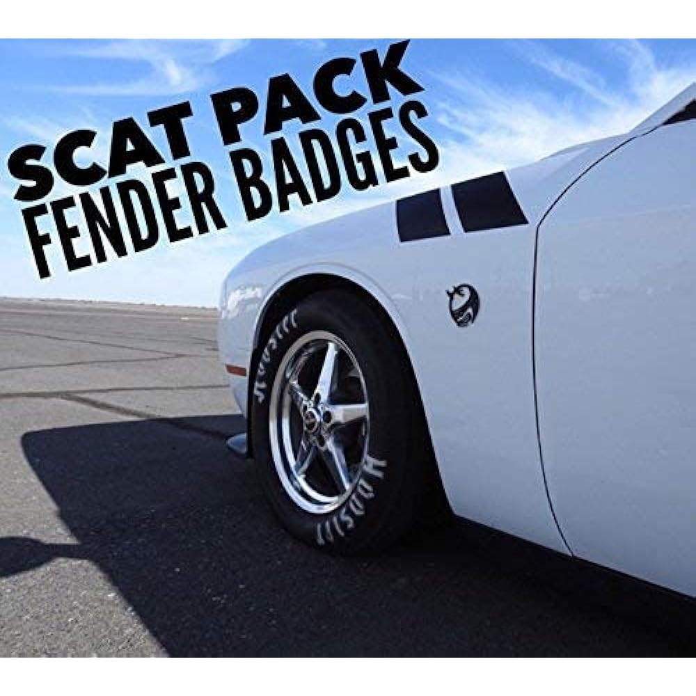 Custom Fender En Blem Badge SCAT PACK (Matt Black) Dodge Challenger and Charger