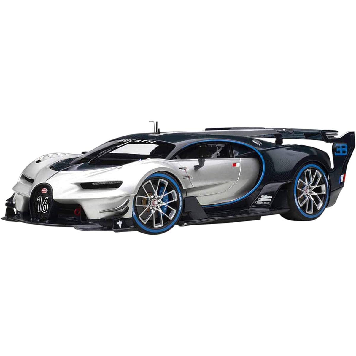 AUTOart 1/18 Bugatti Vision Gran Turismo Metallic Silver/Blue Carbon Finished Product