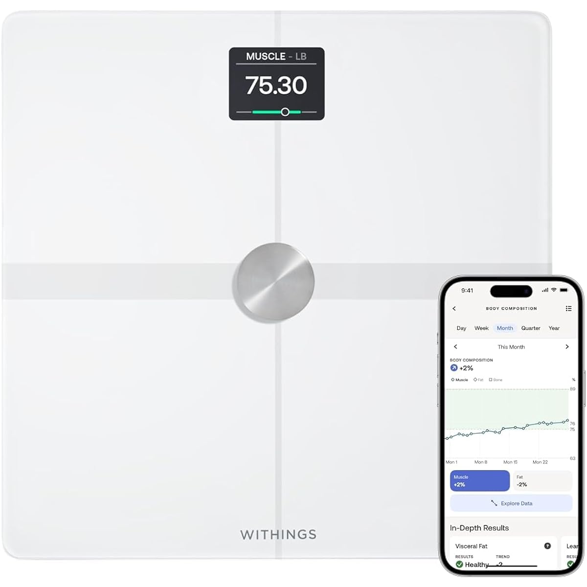Withings Body Smart Smart weight scale born in France White Wi-Fi/Bluetooth compatible Advanced body composition measurement [Authorized Japanese distributor product] WBS13-White-All-JP