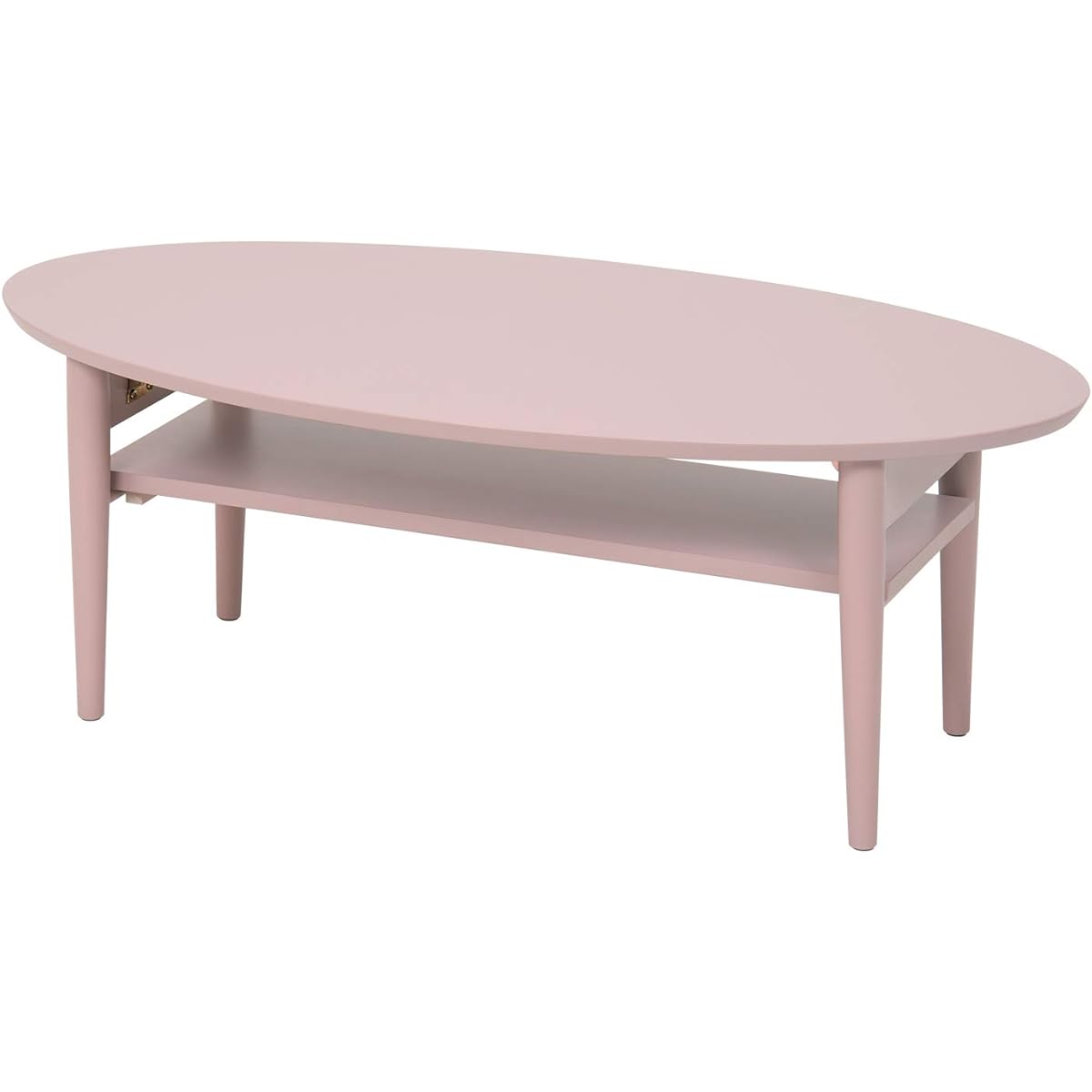 Hagiwara Low Table Folding Table with Shelf [Completed Product] Single Living Compact Width 90 Smoky Pink VT-7969SP