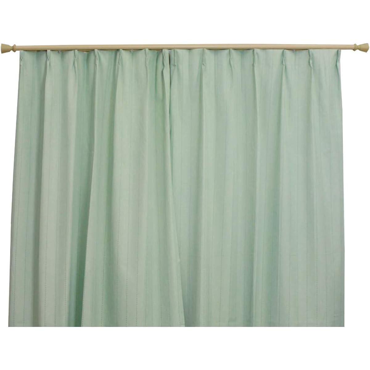 [Window Beauty] Complete Blackout Curtains [Centurion Ultra Guard] Striped Pattern Curtains Set of 2 + Curtain Hooks Installed + Curtain Tassels Thermal Insulation Heat Insulation Sound Insulation Green Width 100 x Length 178cm Set of 2 Curtains Only