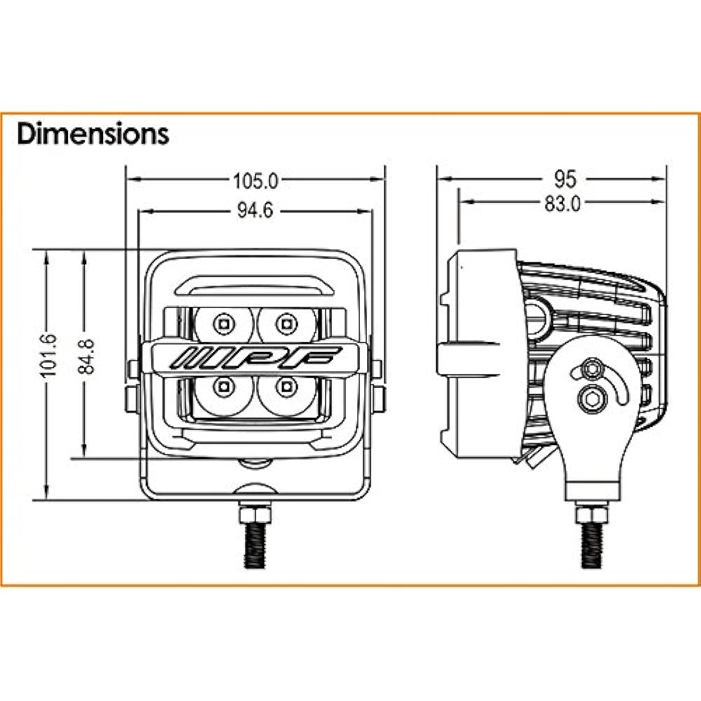 IPF Fog Lamp LED 2 Inch Square 2200lm(27,000cd) 6000K White for 12V 2 Pieces Driving Light Distribution Double Size Lightweight Compact Waterproof S-632