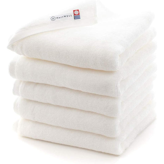 Hartwell Imabari Towel Mokomoko 365 Face Towel Towel Plain Simple Color Towel Imabari Made in Japan Set of 5 White