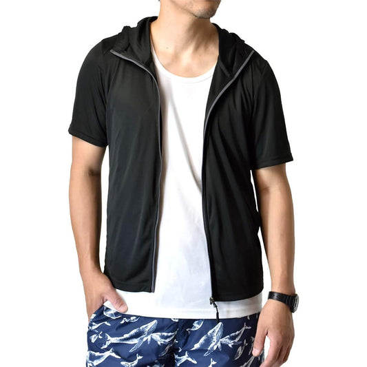 [Aruge] Rush Parka Short Sleeve Parka Rash Guard Sweat Absorbent Quick Drying Dry UV Protection Cool Touch Feel DRY / A2R