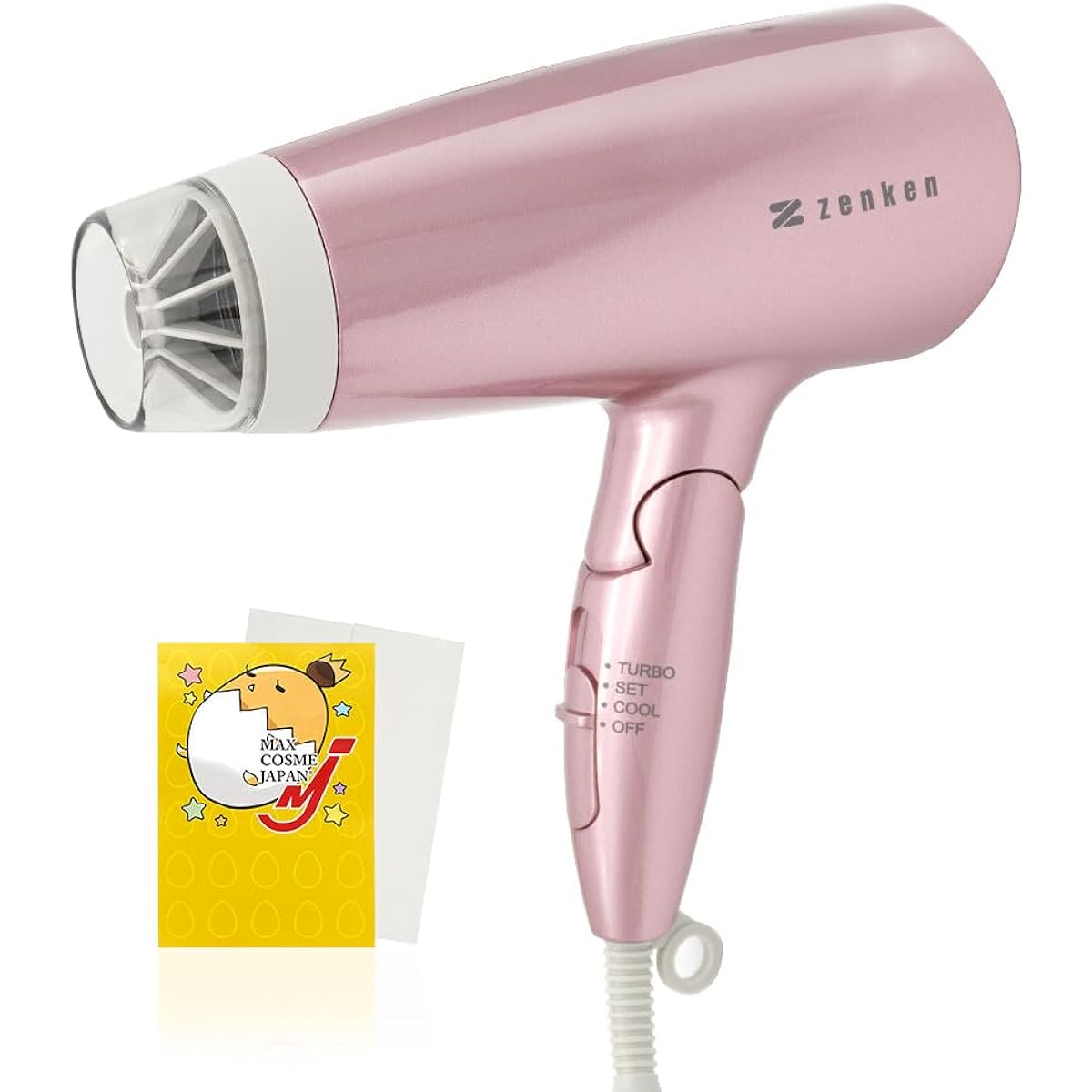 Dryer, Quick Dry, Large Air Volume, Low Temperature, Negative Ions, Electromagnetic Wave Reduction, Far Infrared Rays, Zenken Genuine Product, Comes with Original Cleaner (Pink ZD-750P)
