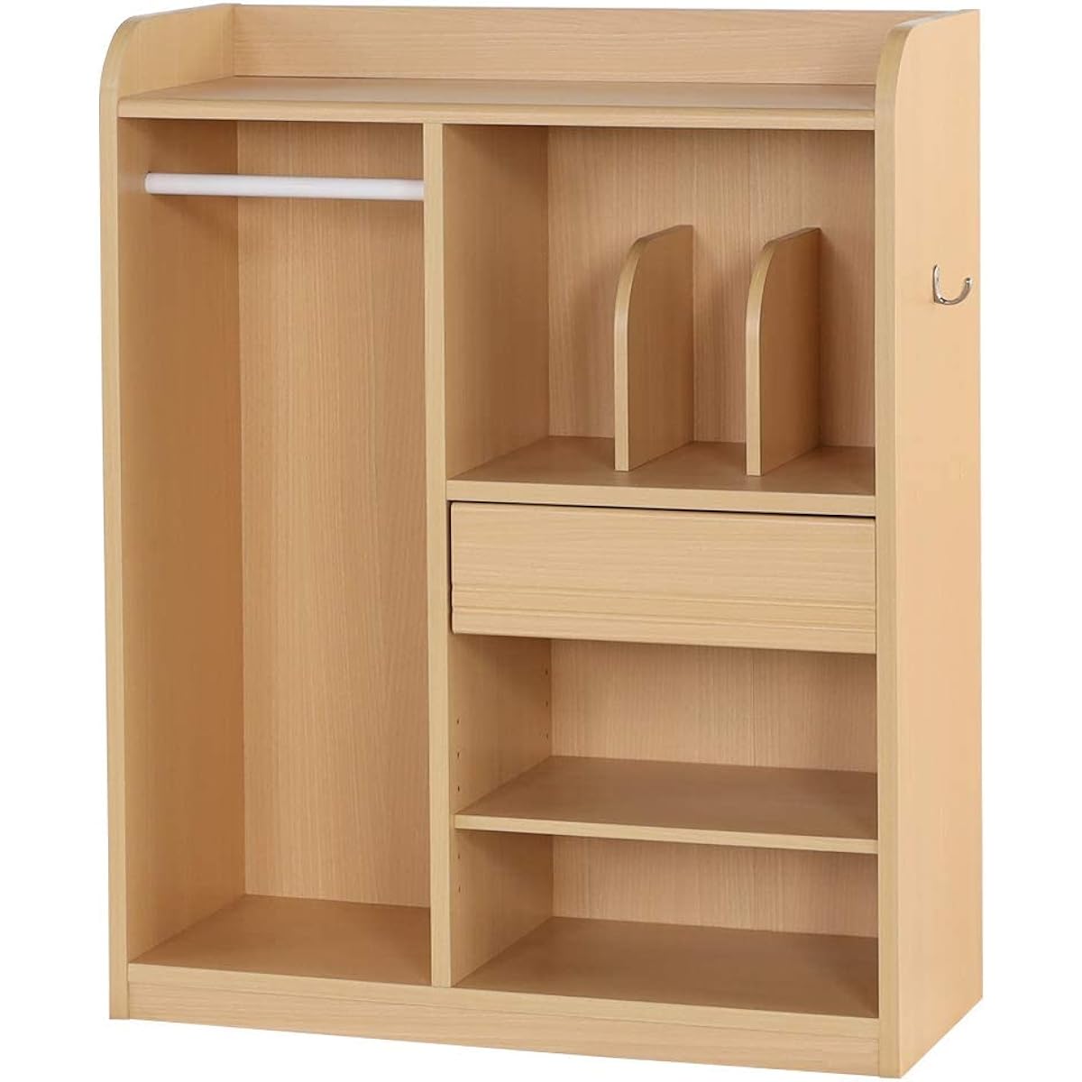 Shirai School Bag Rack, Hanger Rack, Stationery, Stationery, For School Children, Clothing Storage, Wooden, You can get ready with this one, Blends in with your living room, Easy Design, Natural Brown, Width 72.8 Height 90, Depth 29.3cm LAK-9075H Land Ki