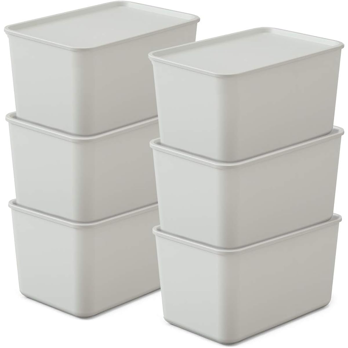 Iris Ohyama Storage Box with Lid Set of 6 Width 45 x Depth 29 x Height 25 cm Storage Case Stacking Box with Lid Gray Storage Clothes Toys Cosmetics Seasoning FTB45D