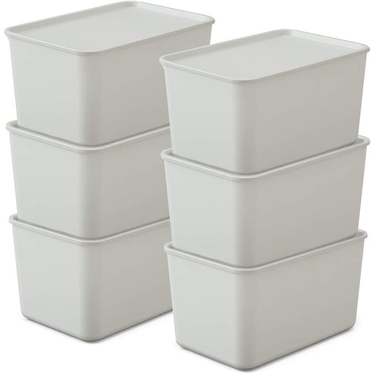 Iris Ohyama Storage Box with Lid Set of 6 Width 45 x Depth 29 x Height 25 cm Storage Case Stacking Box with Lid Gray Storage Clothes Toys Cosmetics Seasoning FTB45D