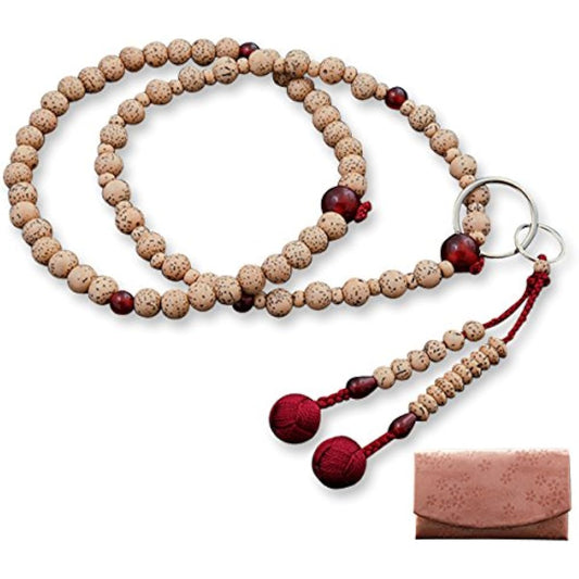 Kyoto Buddhist Altar Hayashi Prayer Beads Jodo Sect Star Moon Bodhi Tree Agate (For Women) Official Ceremony [Bead Bag Set] SW-003 Kyoto Prayer Beads