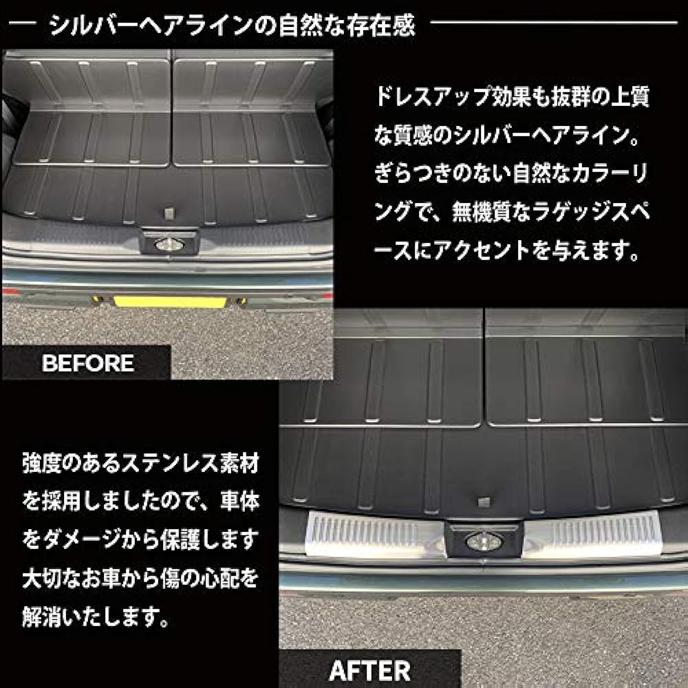 Echoes Products Suzuki New Hustler MR52S/MR92S Mazda Flare Crossover MS52S/MS92S Luggage Scuff Tail End Cover Silver Hairline Accessory Dress Up Protection