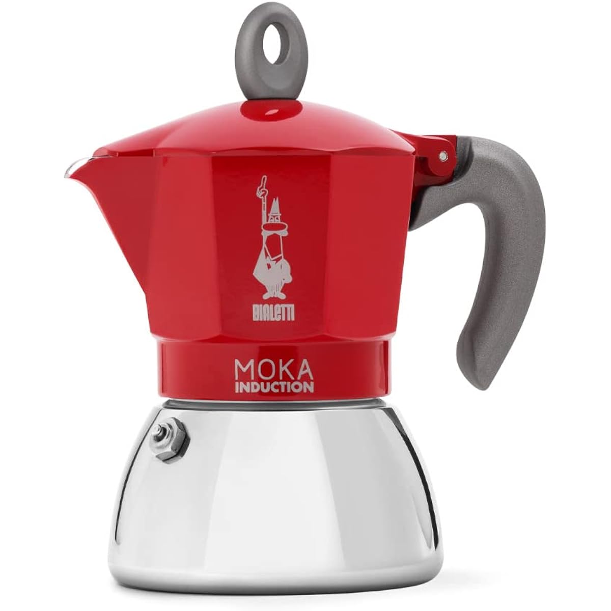 Bialetti Mocha Induction Red 4 Cups IH Compatible & Direct Fire Type (Coffee Maker Espresso Maker Macchinetta)