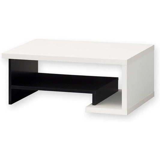 Shirai Sangyo Low Table Desk Unique and streamlined design Thick top plate Modern two-tone color of white and black Woodgrain Easy assembly Width 80 x Depth 50 x Height 31.6 cm VRD-8050TWH Voldeba