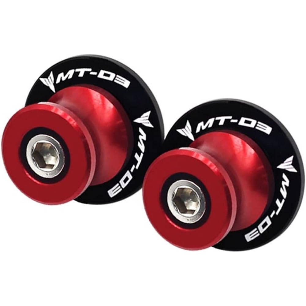 DEMUR 2pcs M6 Motorcycle Swingarm Slider Spool 8mm Stand Screw Protector Accessories Yamaha MT-03 MT03 Mt-03 2015-2020 2018 2019 Swingarm Slider Spool (Size: A Red)