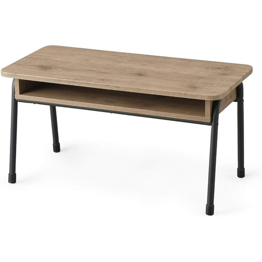 Iris Ohyama Table, Desk, Center Table, with Storage, Uses a Larger Room, Single Person Living Alone, Stylish, Iron Wood, Ash Brown, Width Approximately 80cm x Depth Approximately 38cm x Height Approx. 41cm [HIROBIRO Series]