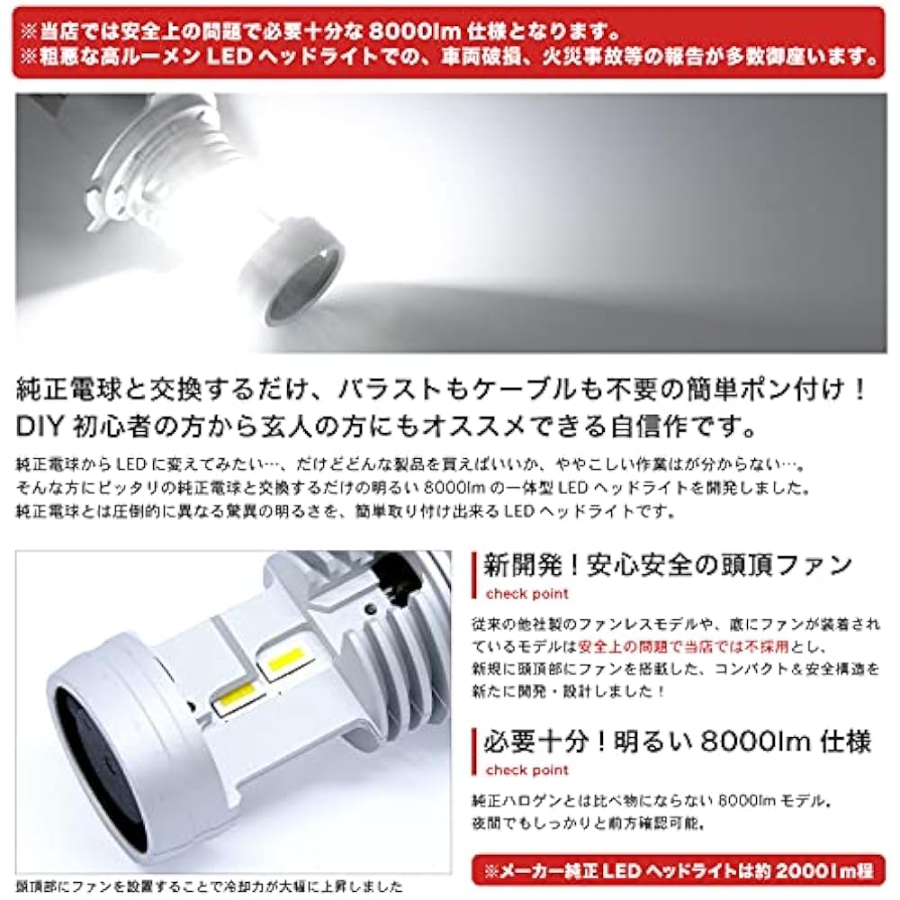 (H21.12 - R3.4) HA8/9 Active Track LED Headlight H4 Hi/Lo [H21.12 - R3.4] Set of 2 Left and Right [Easy Installation] *Cable & Ballast Not Required* LED Bulb Genuine Replacement Car Parts Custom