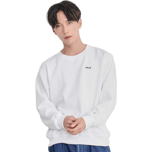 [Fila] Sweatshirt, Fleece, Men's Sweatshirt, Crew Neck, Round Neck, Pullover, Long Sleeve, One Point, Logo Embroidery, Standard, Popular, Large Size, Loose, Room Wear, Tops, Korean, Spring, Autumn, Winter, Unisex FH7445